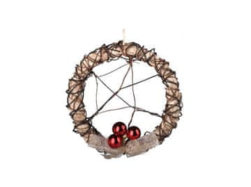 Venec 300 mm z rdečimi okraski s prepletenim središčem