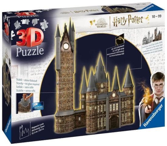 Ravensburger 3D sestavljanka Harry Potter: Grad Bradavičarka - Astronomski stolp 540 kosov (nočna izdaja)