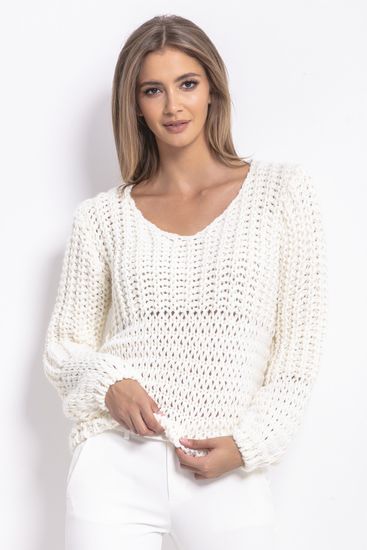 Fobya Klasičen ženski pulover Danbrariath ekru