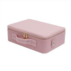 Cool Mango Potovalna torba za ličila z LED lučko, 3 nastavitve svetlobe lepotni organizator, s prilagodljivimi predalčki, kozmetični kovček, ostanite organizirani na poti, 26 x 23 cm – Makeupbox, roza