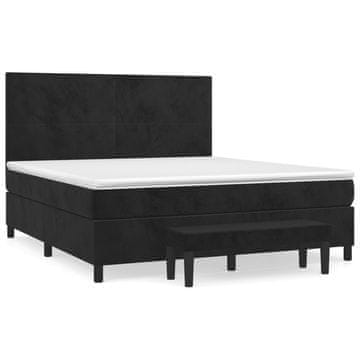 Vidaxl Box spring postelja z vzmetnico črna 160x200 cm žamet
