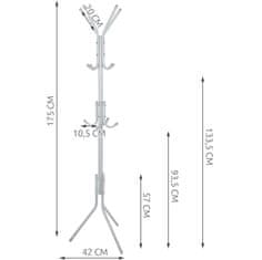 Malatec Kovinski obešalnik za plašče in klobuke 170cm bel