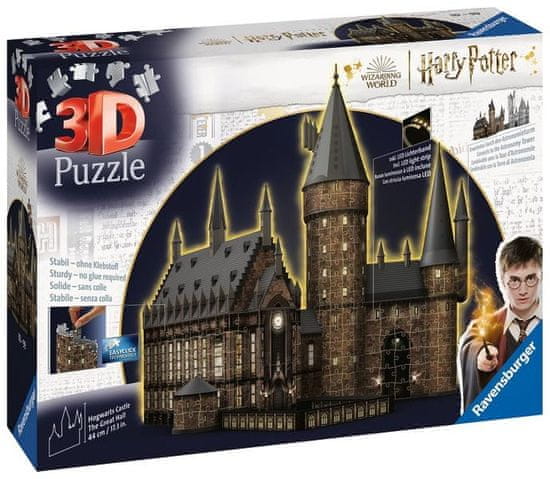 Ravensburger 3D sestavljanka: (Nočna izdaja): grad Harry Potter Hogwarts/Grand Hall 540 kosov