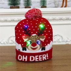 Mormark Božična pletena kapa z LED lučmi | XBEANIE Rdeča