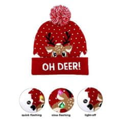 Mormark Božična pletena kapa z LED lučmi | XBEANIE Rdeča