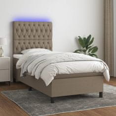 Vidaxl Box spring postelja z vzmetnico LED taupe 90x190 cm blago