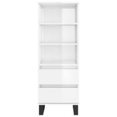 Vidaxl Visoka omara visok sijaj bela 40x36x110 cm inženirski les