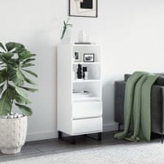 Vidaxl Visoka omara visok sijaj bela 40x36x110 cm inženirski les