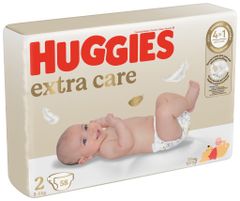 HUGGIES Extra Care 2 plenice za enkratno uporabo (3-6 kg) 58 kosov