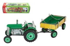 KOVAP Traktor Zetor s samokolnico zeleni ključ kovinski 28cm