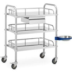 shumee Laboratorijski kozmetični voziček iz jekla 3 police 1 predal 65 x 60 x 86,5 cm 15 kg