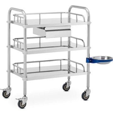 shumee Laboratorijski kozmetični voziček iz jekla 3 police 1 predal 65 x 60 x 86,5 cm 15 kg