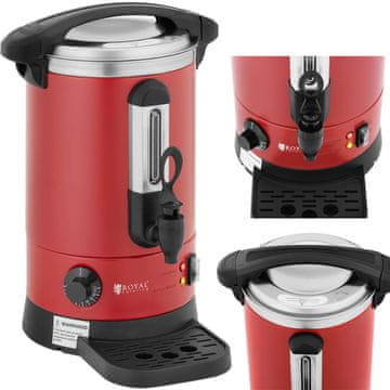 Royal Catering Warnik grelnik vode z dvojno steno in odkapnikom, 6,1 l, 1500 W, rdeč
