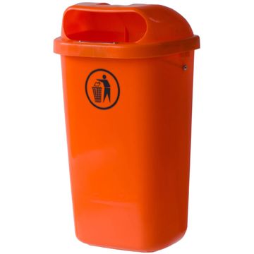shumee Ulični koš, mestni zabojnik za smeti, pritrjen na steber ali steno, DIN 50L - oranžen