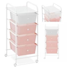 slomart Frizerski voziček kopalnica pomočnik 4 predali 36 x 32 x 76 cm - roza bela