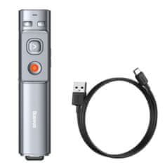shumee Laserski kazalec na daljinsko upravljanje za PC predstavitve z vgrajeno baterijo, Orange Dot siv