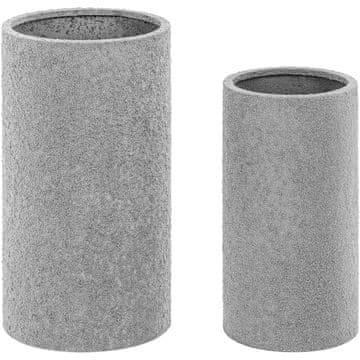 shumee Set 2 okroglih cvetličnih lončkov za teraso in balkon - korten jeklo s peščenjakom
