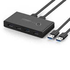 Ugreen Switch box HUB stikalo 4x USB 3.2 Gen 1 razdelilnik USB za dva računalnika - črn