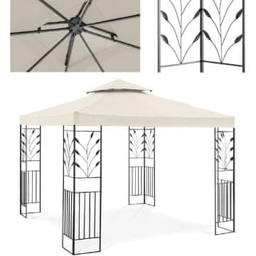 shumee Vrtni paviljon Gazebo z ornamentom, zložljiv, 3 x 3 x 2,6 m, krem
