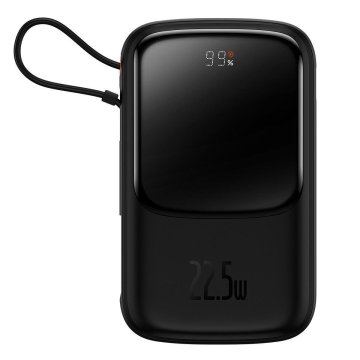 shumee Powerbank s hitrim polnjenjem 10000mAh 22,5W QC-PD-SCP-FCP USB-C kabel črn