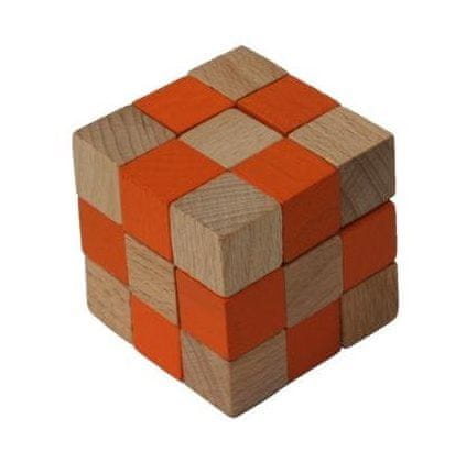 Česká dřevěná hračka Lesena sestavljanka kocka oranžna