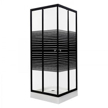 KERRA Kvadratna tuš kabina Pico Black 80, prozorno steklo z dekorjem 5mm + tuš kad