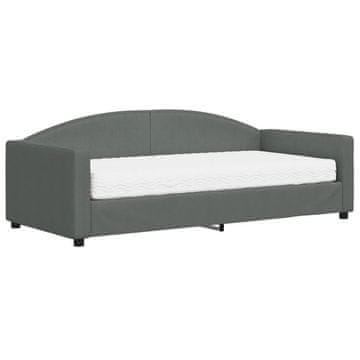 Vidaxl Dnevna postelja z vzmetnico temno siva 90x190 cm blago
