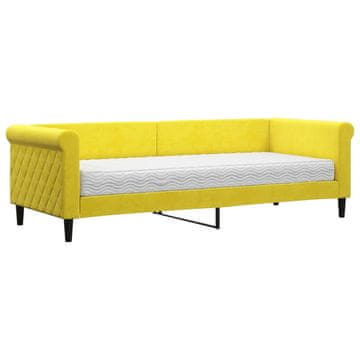 Vidaxl Dnevna postelja z vzmetnico rumena 80x200 cm žamet