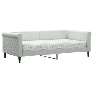 Vidaxl Dnevna postelja z vzmetnico svetlo siva 90x190 cm žamet