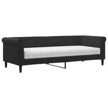 Vidaxl Dnevna postelja z vzmetnico črna 80x200 cm žamet