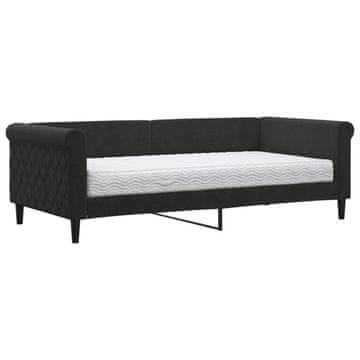Vidaxl Dnevna postelja z vzmetnico črna 90x190 cm žamet