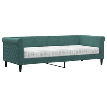 Vidaxl Dnevna postelja z vzmetnico temno zelena 80x200 cm žamet