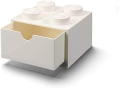 LEGO Škatla za shranjevanje mizice 4 s predalom - bela
