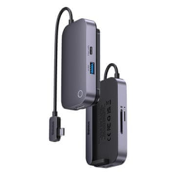 BASEUS 6v1 PadJoy HUB USB razdelilnik za tablico, pametni telefon USB-C HDMI SD TF temno siva