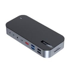 Choetech HUB adapter M52 USB-C USB-A HDMI VGA DP SD TF RJ45 AUX PD siva