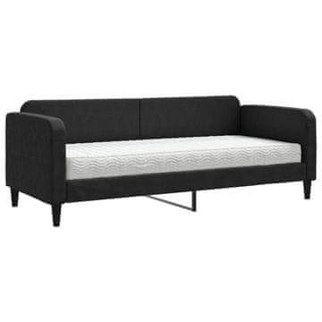 Vidaxl Dnevna postelja z vzmetnico črna 80x200 cm blago