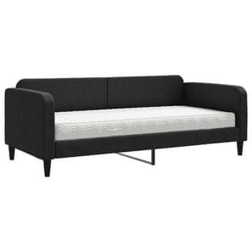Vidaxl Dnevna postelja z vzmetnico črna 90x190 cm blago