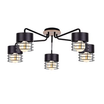 shumee Stropna svetilka 5xE27 CASA BLACK WOOD
