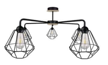 shumee Stropna svetilka 5xE27 FOSKAL BLACK WOOD