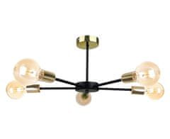 Greatstore Stropna svetilka 5xE27 SUN BLACK/GOLD