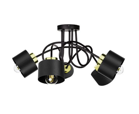 Greatstore Stropna svetilka 5xE27 SIMPLY BLACK/GOLD
