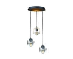shumee Obesna svetilka 3xE27 AMON LONG BLACK/GOLD II