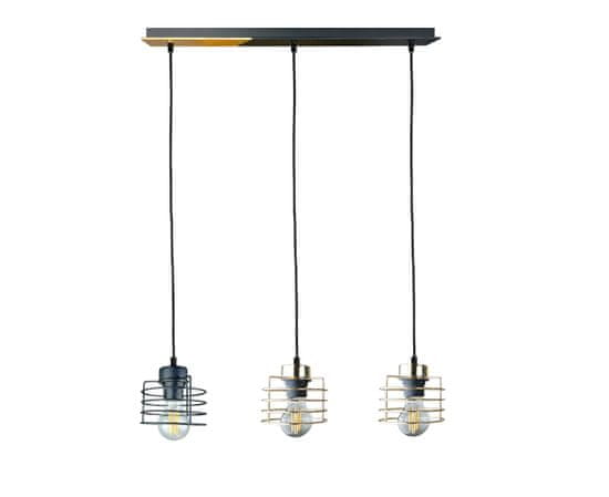 shumee Obesna svetilka 3xE27 AMON LONG BLACK/GOLD III