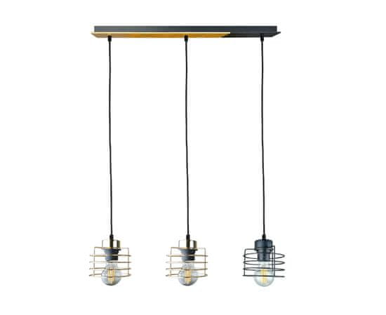 shumee Obesna svetilka 3xE27 AMON LONG GOLD/BLACK III