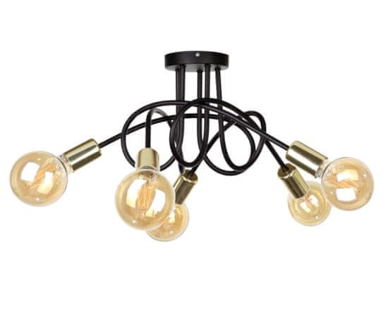 Greatstore Stropna svetilka 5xE27 RUMBA BLACK/GOLD