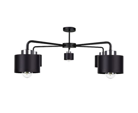 Greatstore Stropna svetilka 5xE27 SIMPLY BLACK/SILVER