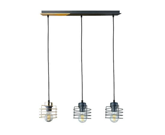 shumee Obesna svetilka 3xE27 AMON LONG BLACK/GOLD II