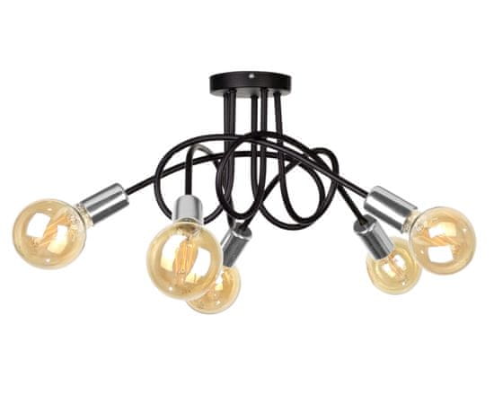 Greatstore Stropna svetilka 5xE27 RUMBA BLACK/SILVER