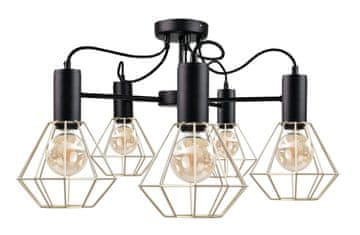 shumee Stropna svetilka 5xE27 LARS BLACK/GOLD