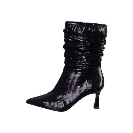 Tamaris Škornji elegantni čevlji črna Black Synthetik Textil